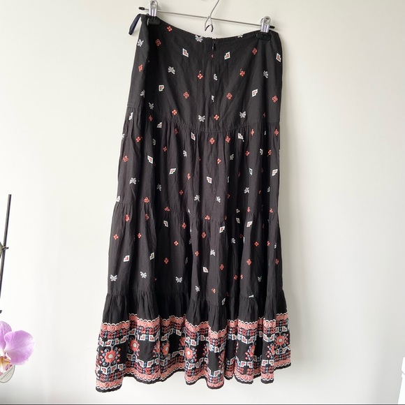 French Connection Floral Embroidered Tiered Boho Maxi Skirt - Picture 2 of 16